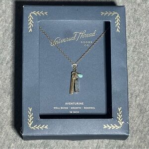 Universal Thread Semi-Precious Aventurine Stone&Recycled Metal Cluster Necklace